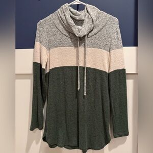 Market & Spruce Tri-Tone Cowl Neck Pullover NWOT never worn Size S